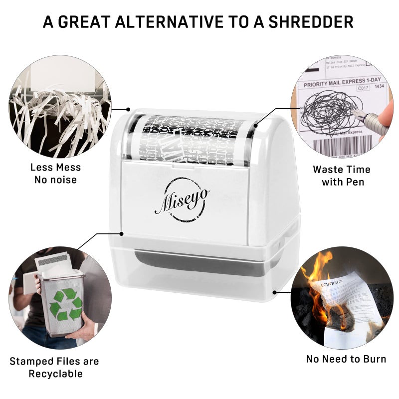 Miseyo Identity Theft Protection Roller Stamp Set - White (6 Refill Ink Incleded) - Image 5